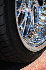 chrome plated rim and tire